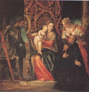 VERONESE (Paolo Caliari) The Virgin and Child with Saints Justin and George and a Benedictine (mk05) Norge oil painting art